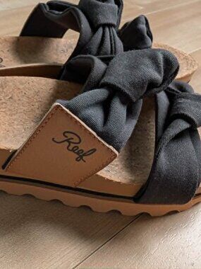 Reef Cushion Vista Knot Platform Slide Sandals Black Sz 7